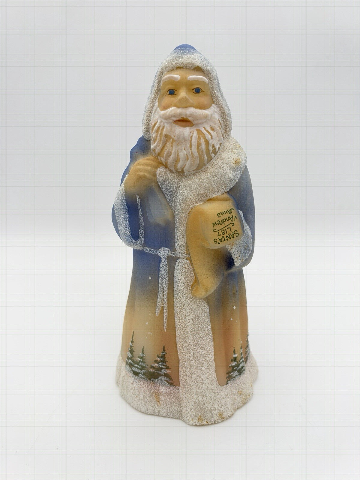 Fenton Art Glass Blue Burmese Santa Limited Edition 5560 Christmas 7.5” USA Vtg