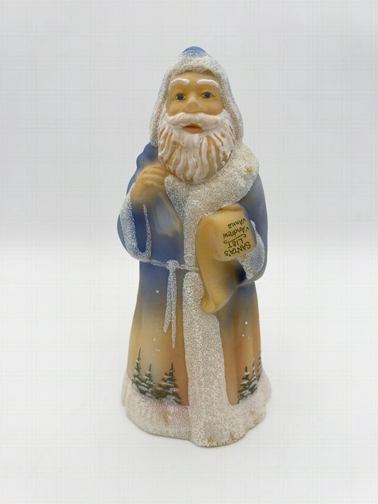 Fenton Art Glass Blue Burmese Santa Limited Edition 5560 Christmas 7.5” USA Vtg