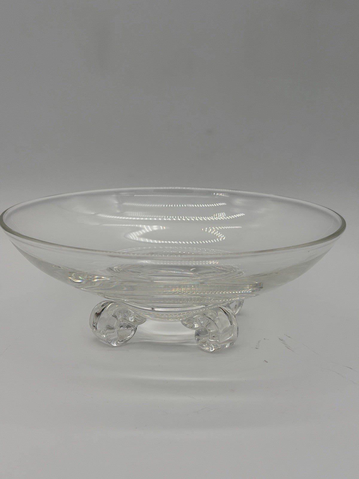 Vintage Steuben John Dreves Designed 7.5” Scroll Footed Glass Bowl Signed