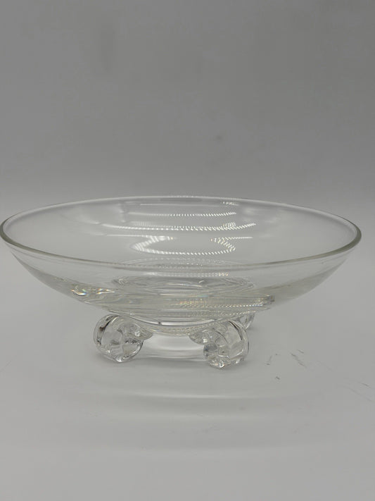 Vintage Steuben John Dreves Designed 7.5” Scroll Footed Glass Bowl Signed