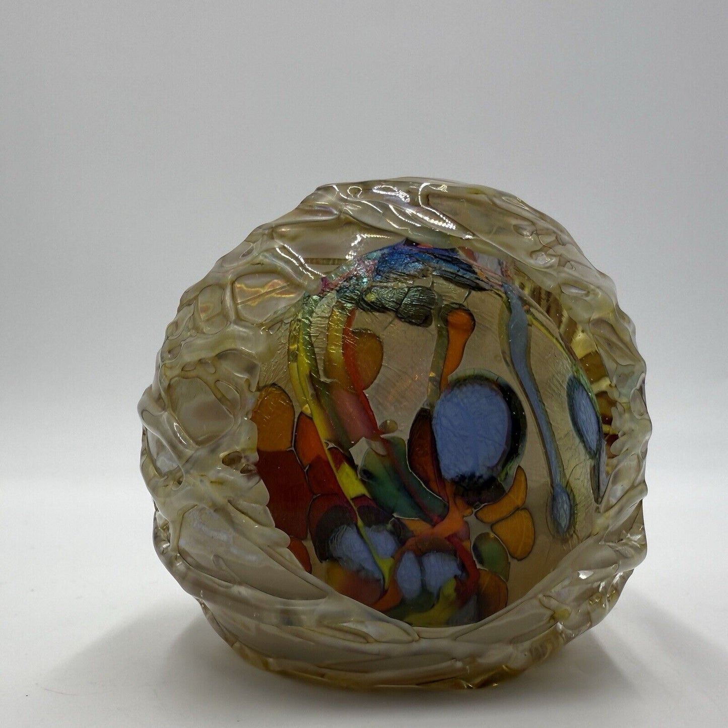 Douglas BECKER Signed Art Glass Paperweight Studio Dichroic Confetti Signed 1981