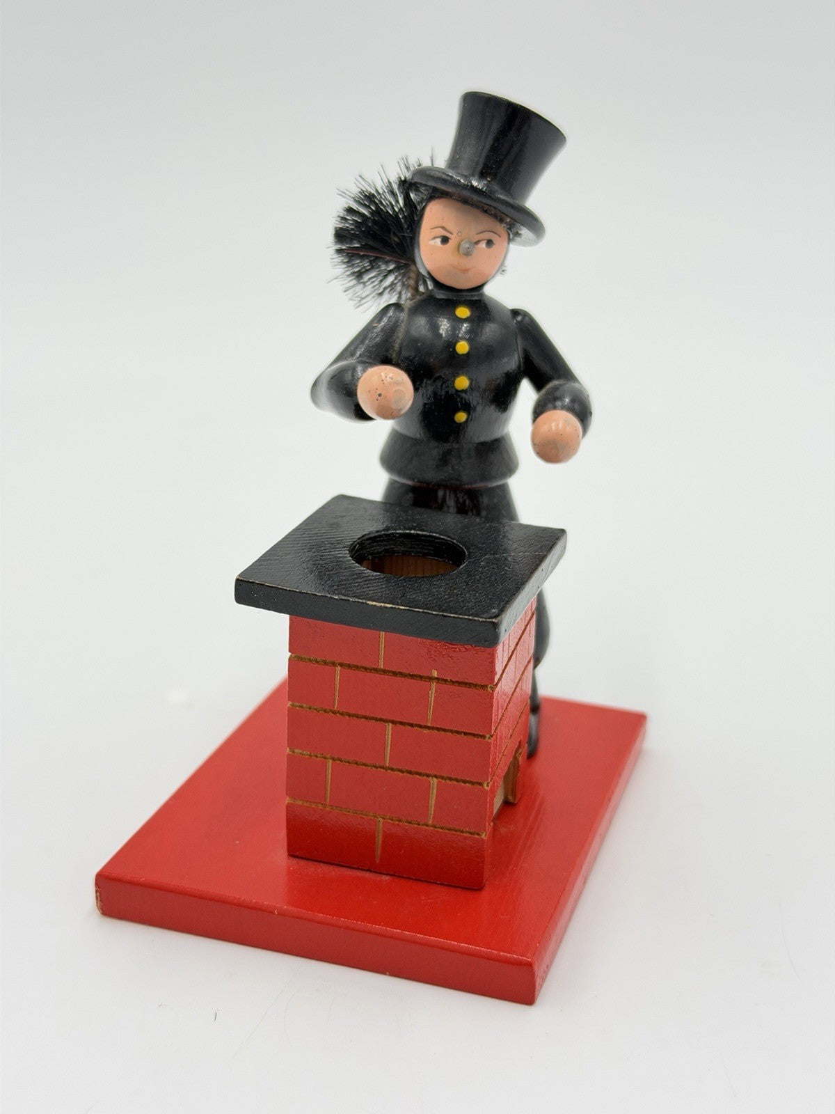 vintage Erzgebirge German wooden incense smoker chimney sweeper Folk Art 4”H