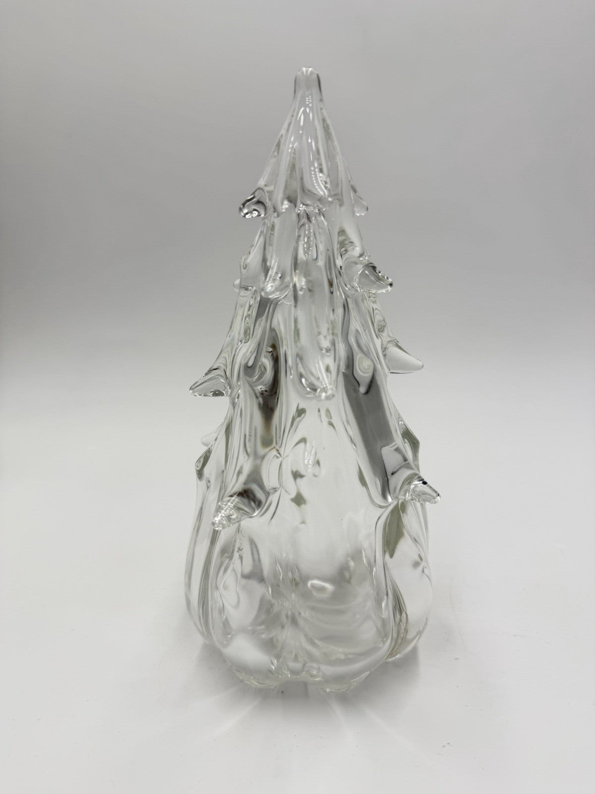 Anchor Bend Art Glass Clear Hand Blown Signed Christmas Tree 8.5" Tall Decor