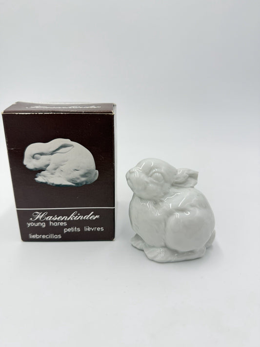 Kaiser Porcelain Germany Rabbit Bunny White Glossy 3”H Figurine