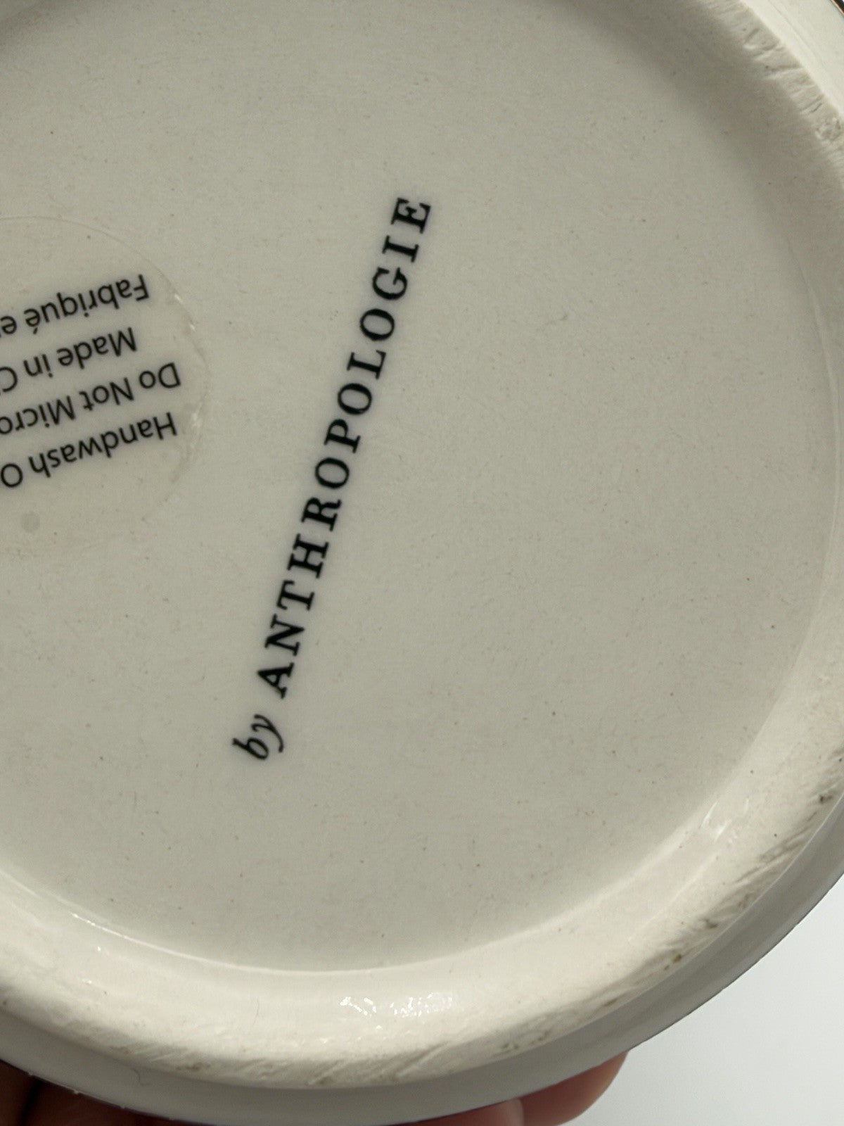 Anthropologie BISTRO TILED MARGOT Mug Cup Tea Coffee Monogrammed Letter R