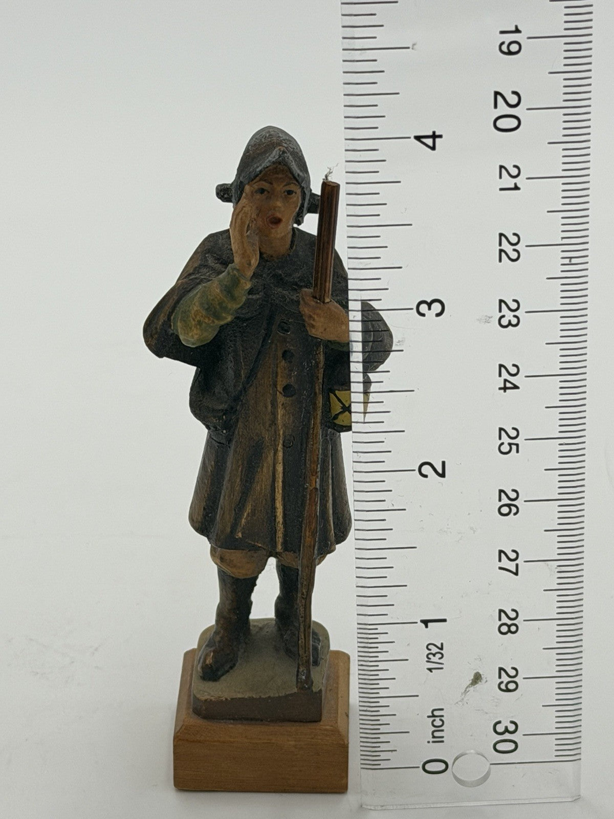 Anri Italy Folk Art  Night Guard 4”H Figurine Wood Hand Carved Vintage Rare