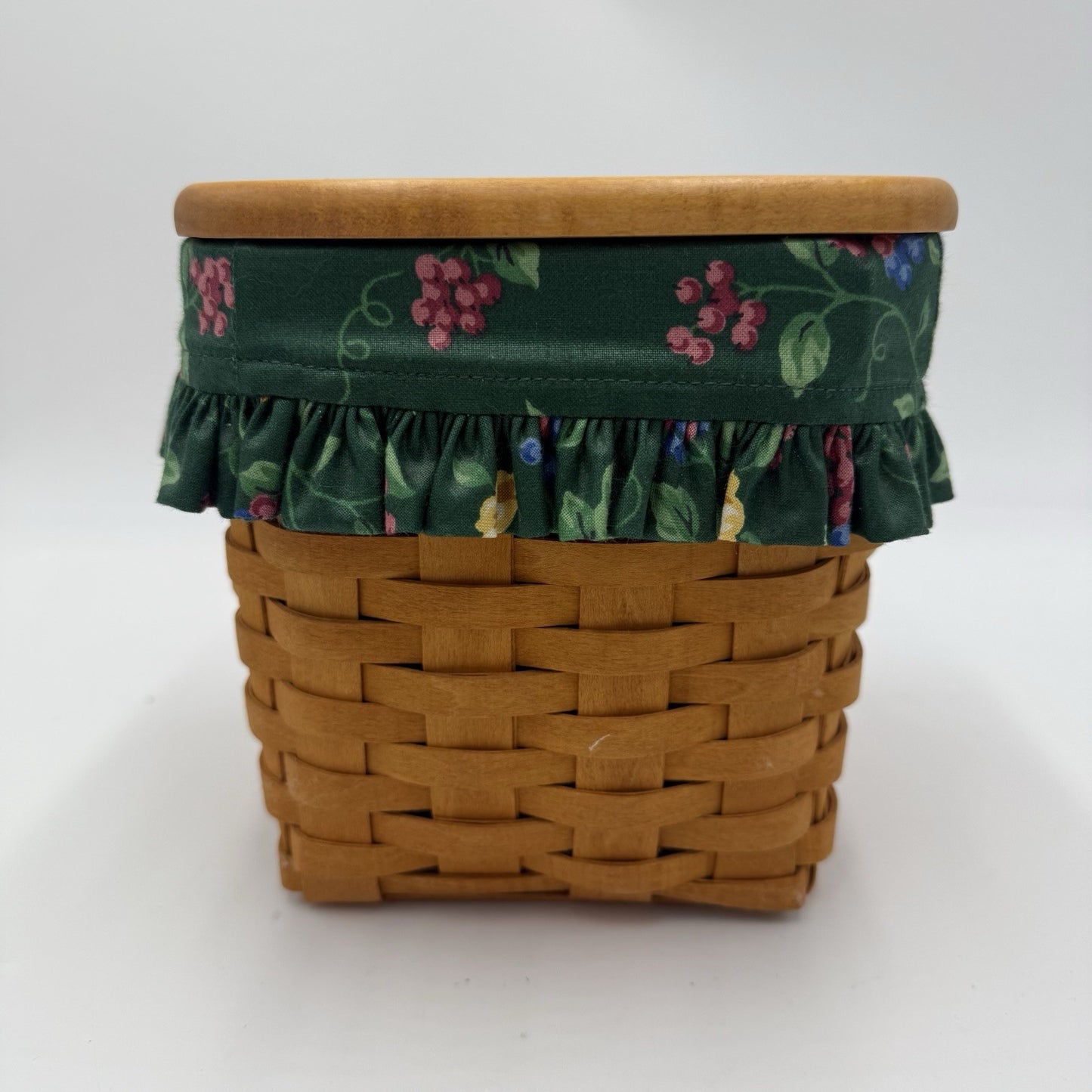 Longaberger Vintage 1996 Kleenex Basket Square W/Lid & Sturdy Fabric Liner