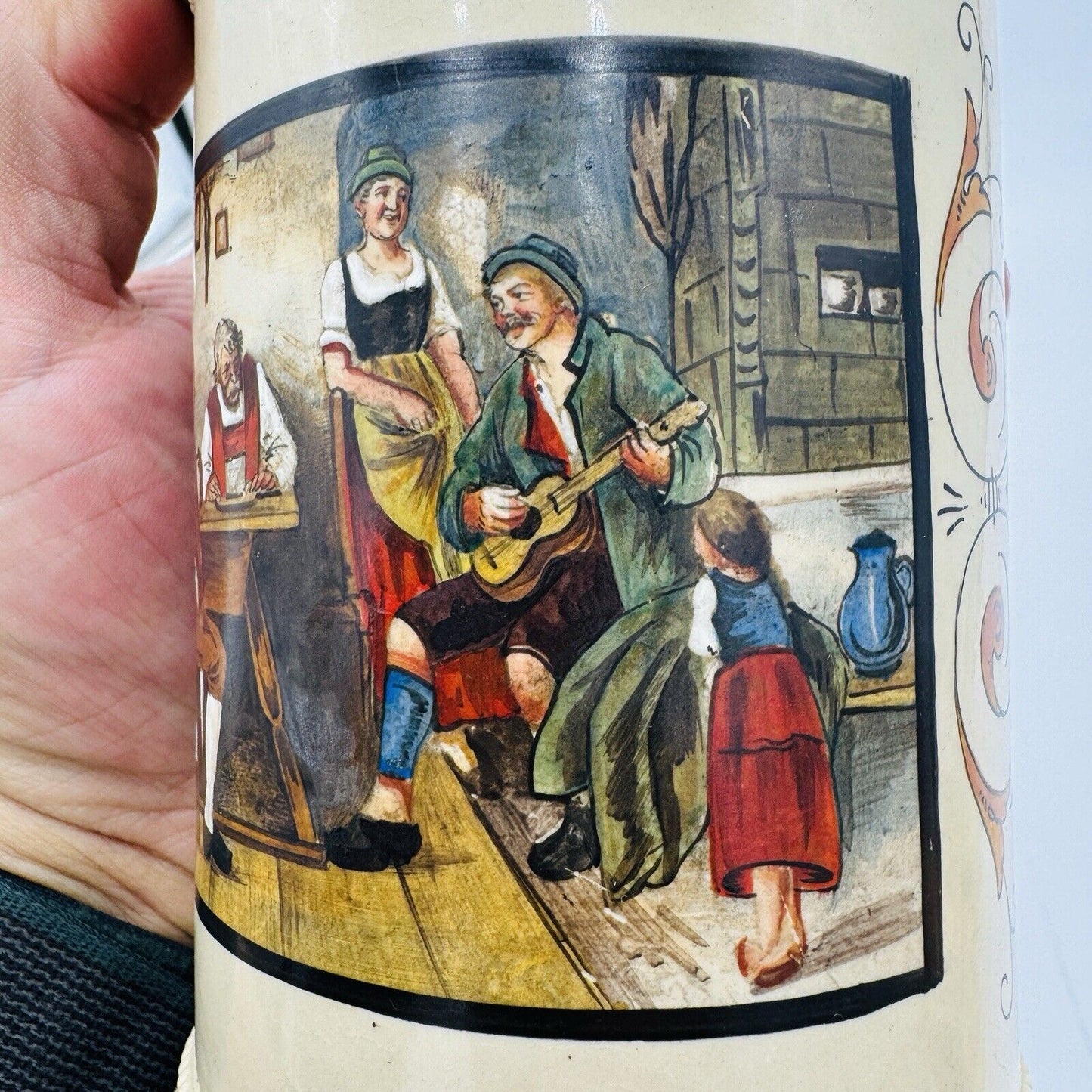 Antique German Beer Stein #992 Hand-Painted F.Defregger 1/2 L Marzi&Remy c.1890s