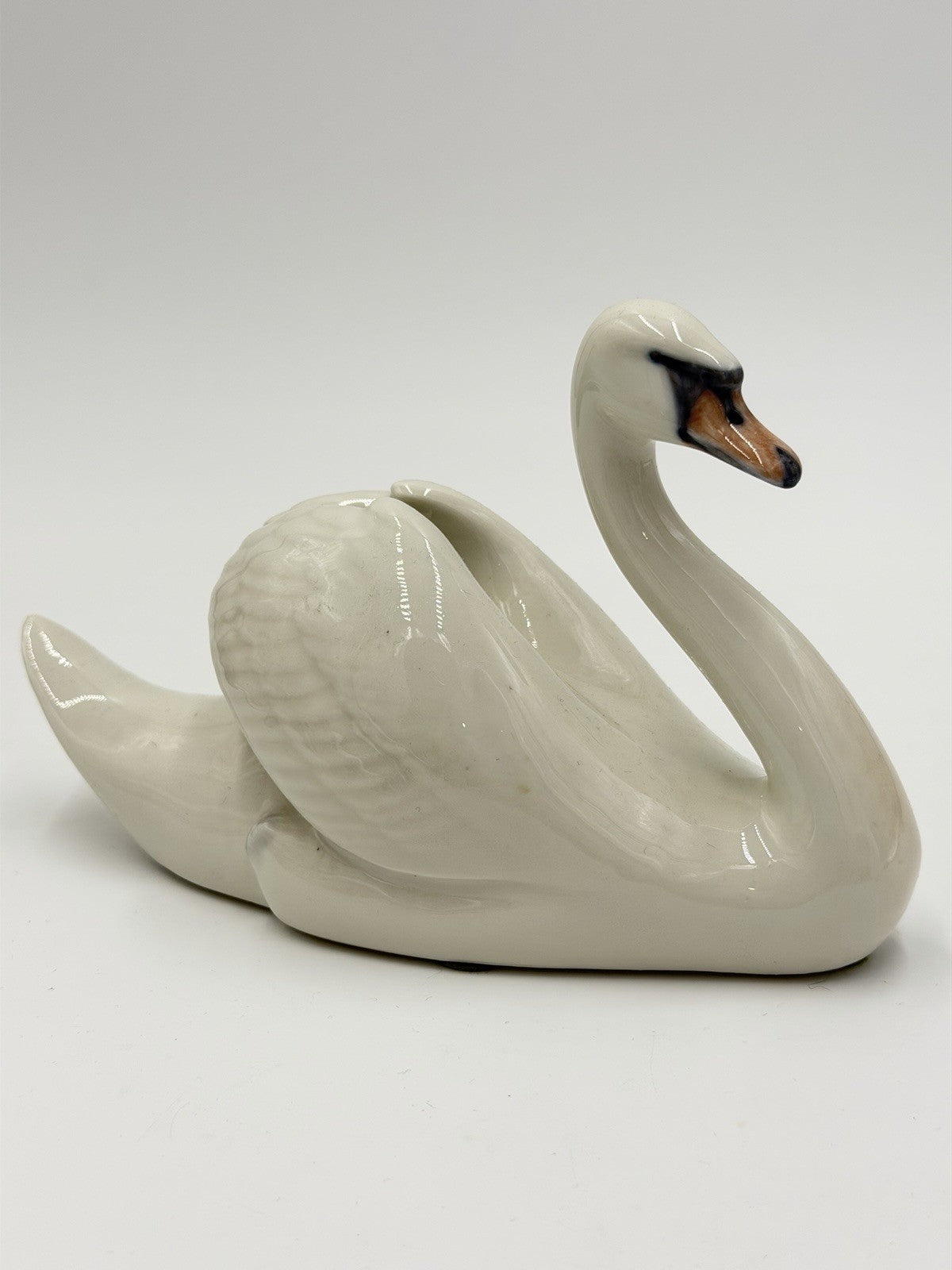 Royal Copenhagen Denmark Porcelain Swan Bird Figurine #755 White Glossy 4.5”x7”L