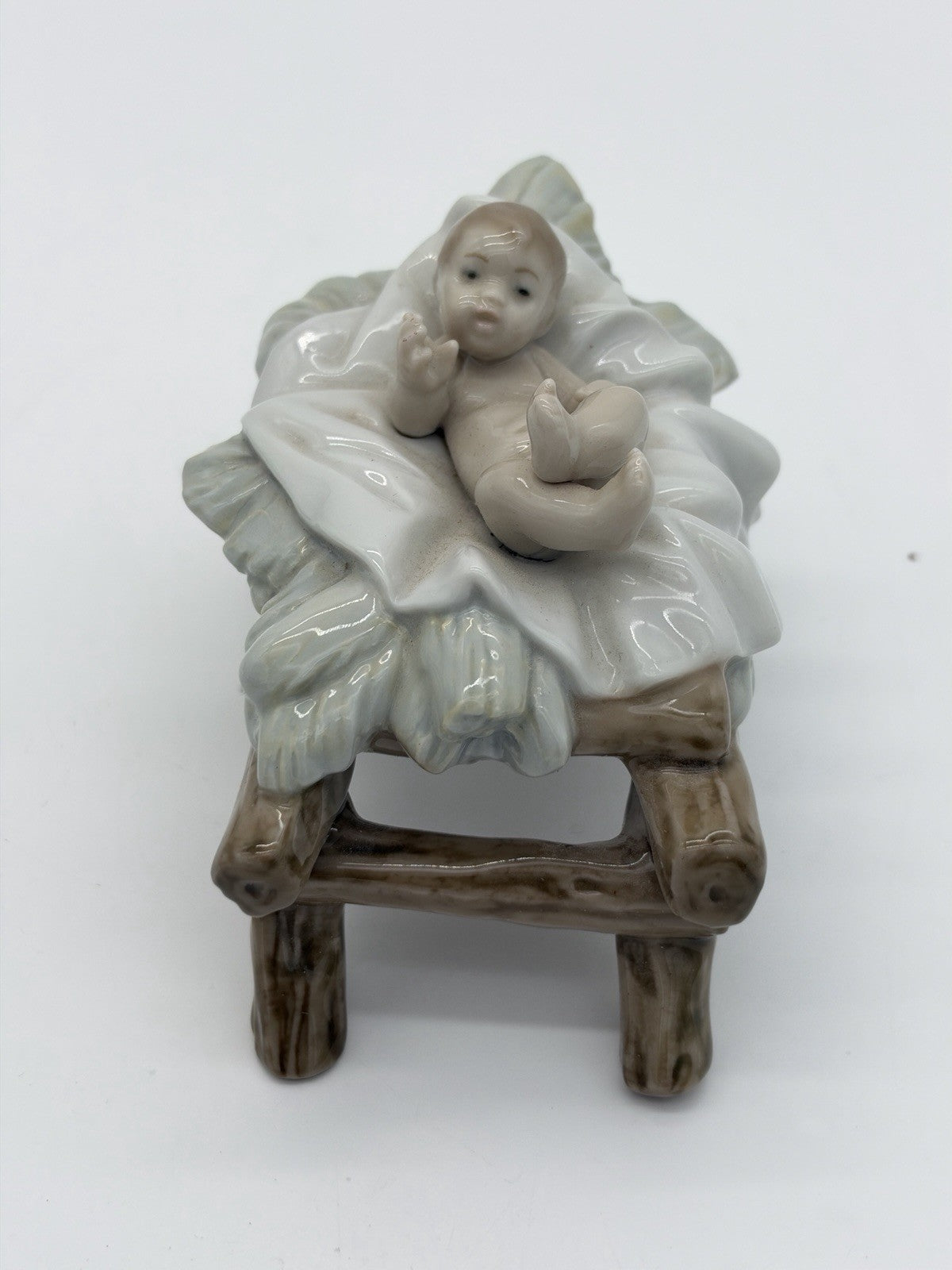 Lladro Spain Porcelain #5745 Baby Jesus Nativity Figurine Painted Glossy Rare 3”