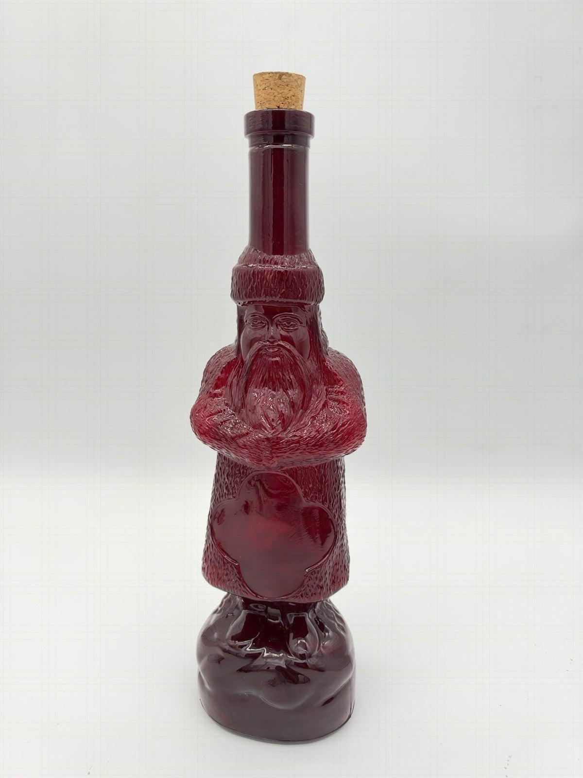 Vintage Belsnickel Ruby Red Art Glass Santa Claus Decanter Bottle Christmas 12”