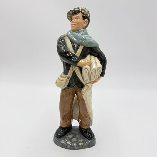 Antique Royal Doulton Newsboy Porcelain England HN 2244 Figurine 1958 Painted 8”