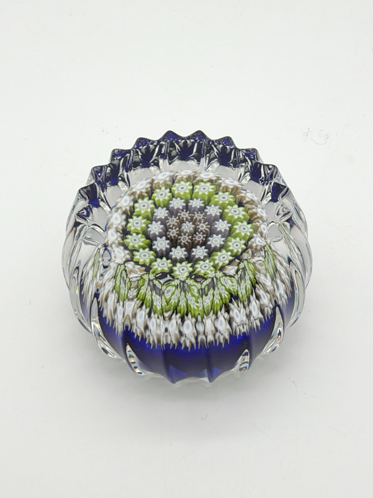 Vtg Perthshire Art Glass Paperweights Crieff Scotland Glass Millefiori 1” Blue