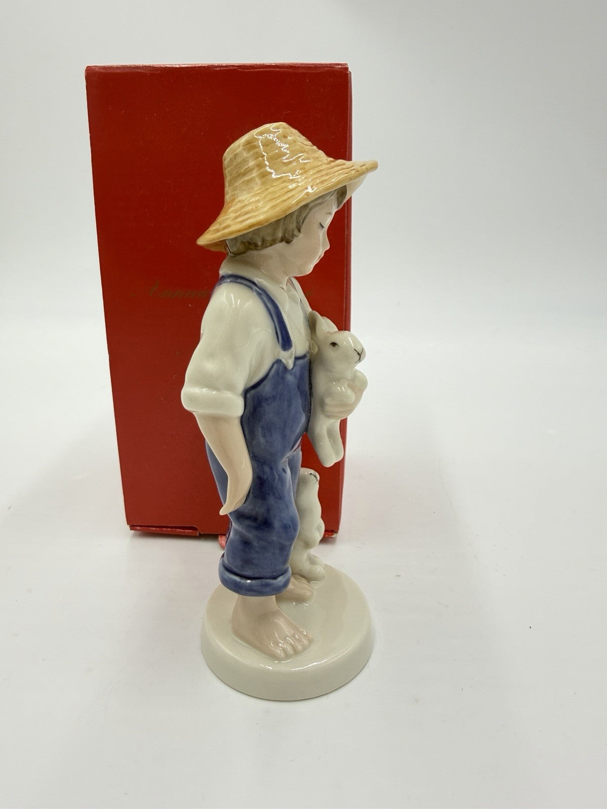 Bing & Grondahl Denmark Porcelain 2001 Boy Rabbits Yearly Figurine Hand Painted
