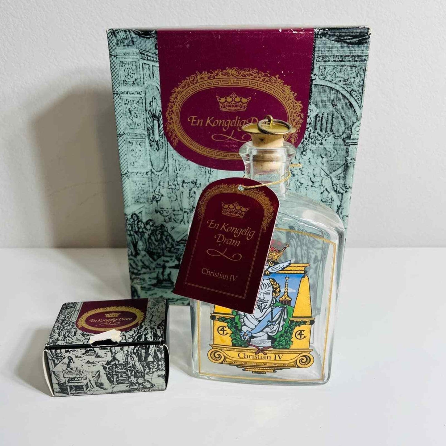 Royal Copenhagen Decantor Christian IV Collectible Glass Bottle Boxed Decor