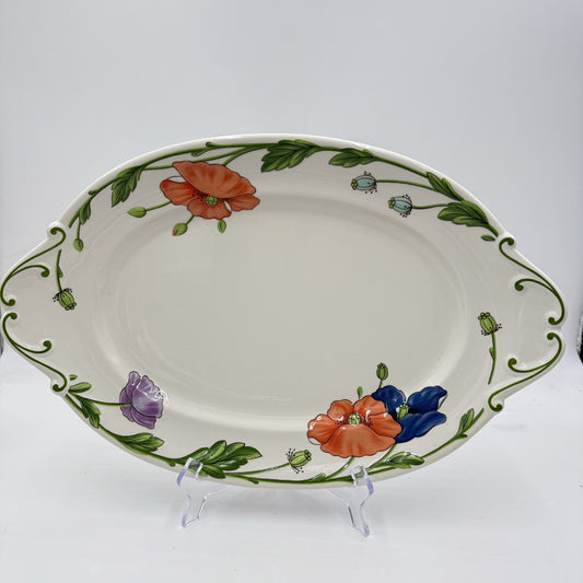 Villeroy & BOCH Porcelain Germany  #1748 AMAPOLA Patter Floral Oval Platter 17”