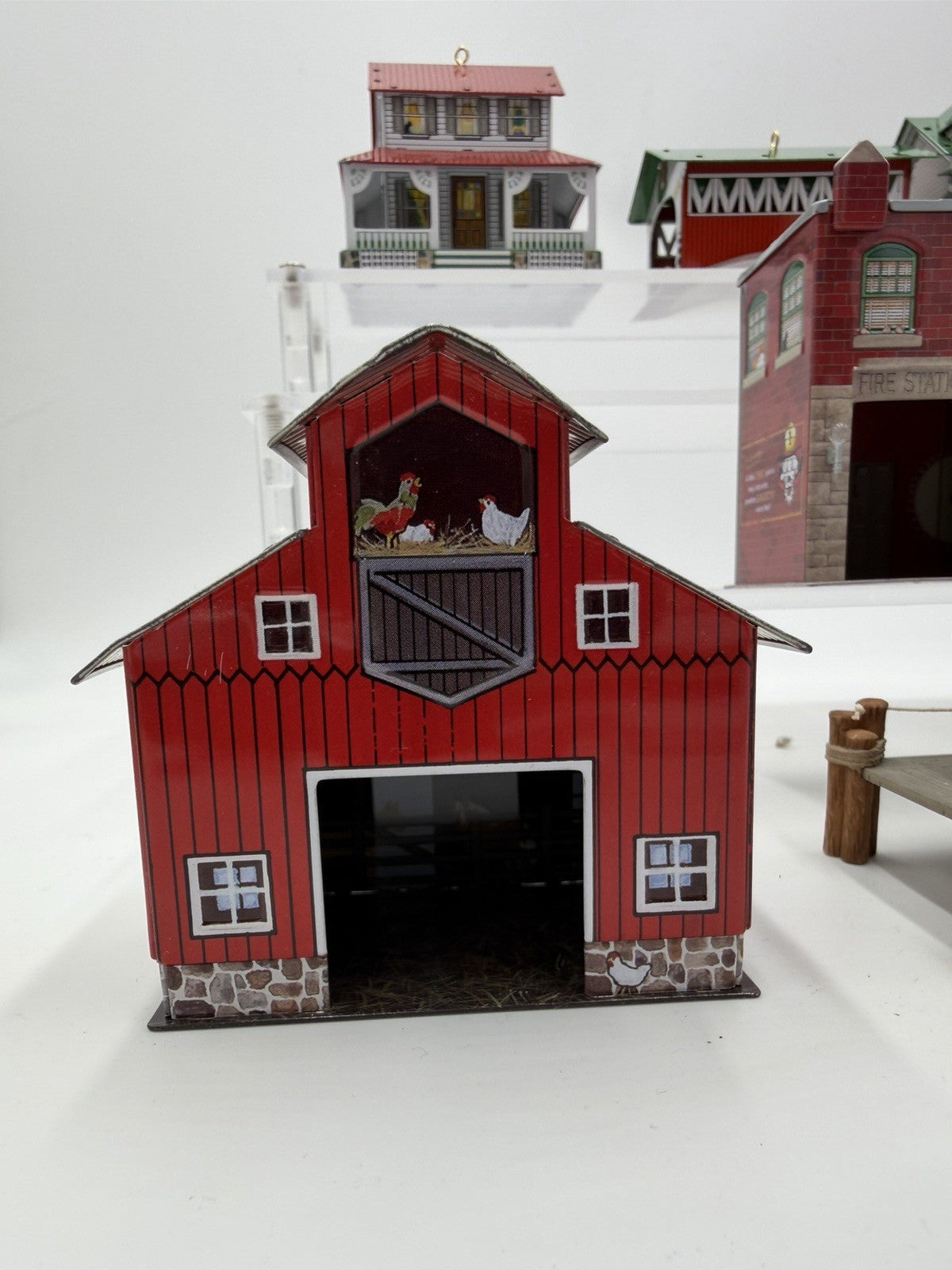 Hallmark Pressed Tin Ornaments Town & Country Series 1999-2003 Christmas 8 Pcs