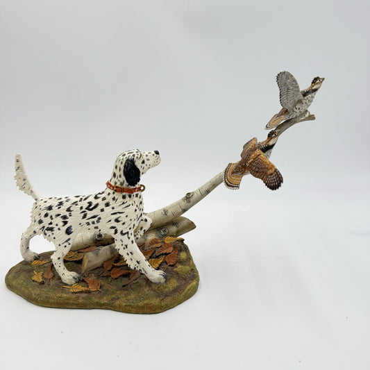 The Danbury Mint Autumn Wings Hunting Dog  Signed Stan Bentall Sculpture 8”x12”