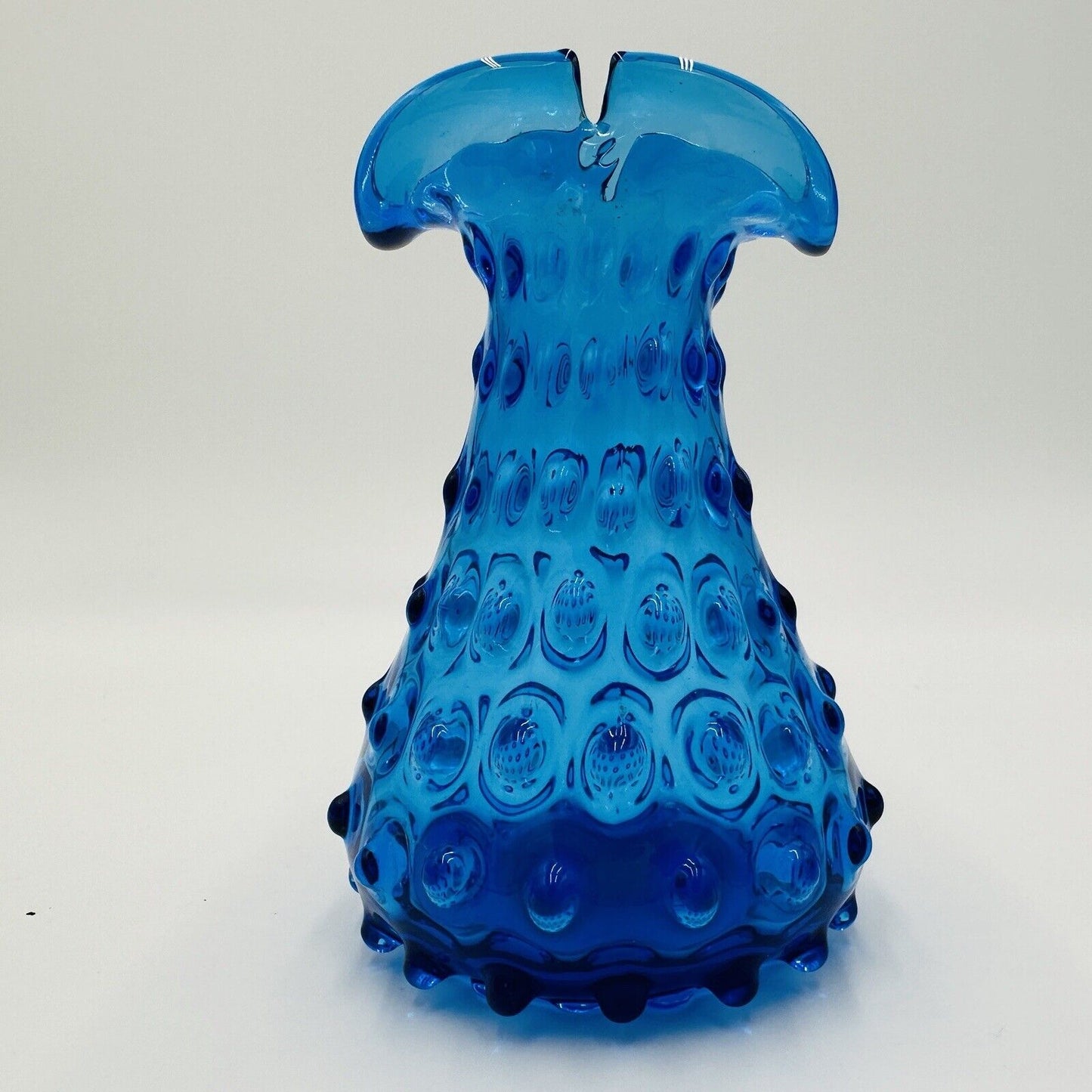 Toscany Zena Vase Empoli Spikey Hobnail Split Rim Blue Vintage Rare