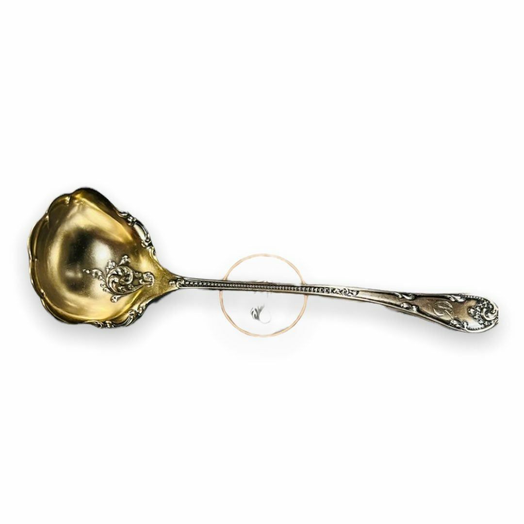 Towle Ladle Spoon Sterling Silver Rustic Pattern Sauce Gold Wash Monogram 5 1/8"