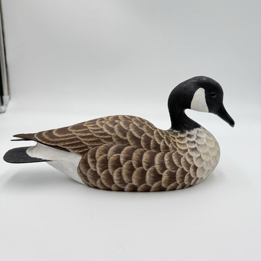 Vintage Folk Art Signed Jeffrey J. Eby Carved Wooden Goose Decoy 6”x12” Painted