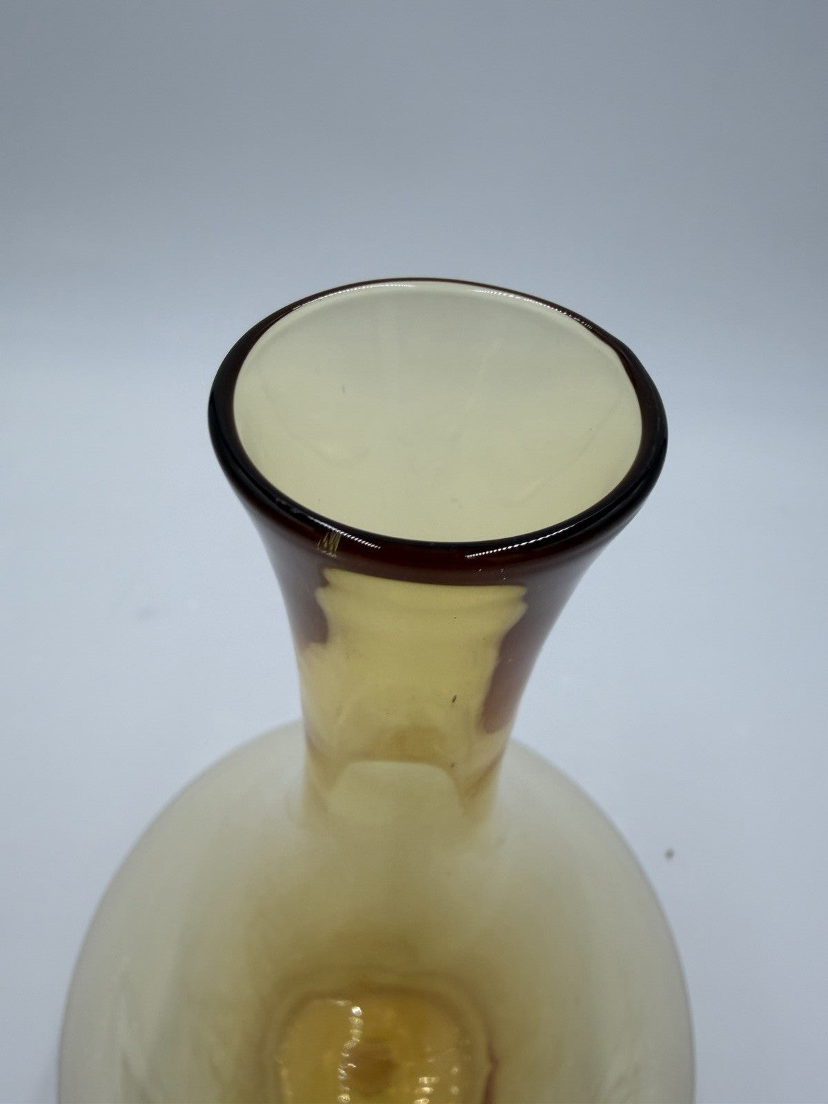 Rare MCM Empoli Italy  Art Glass Decanter  Amber W/stopper & Sticker 12”H