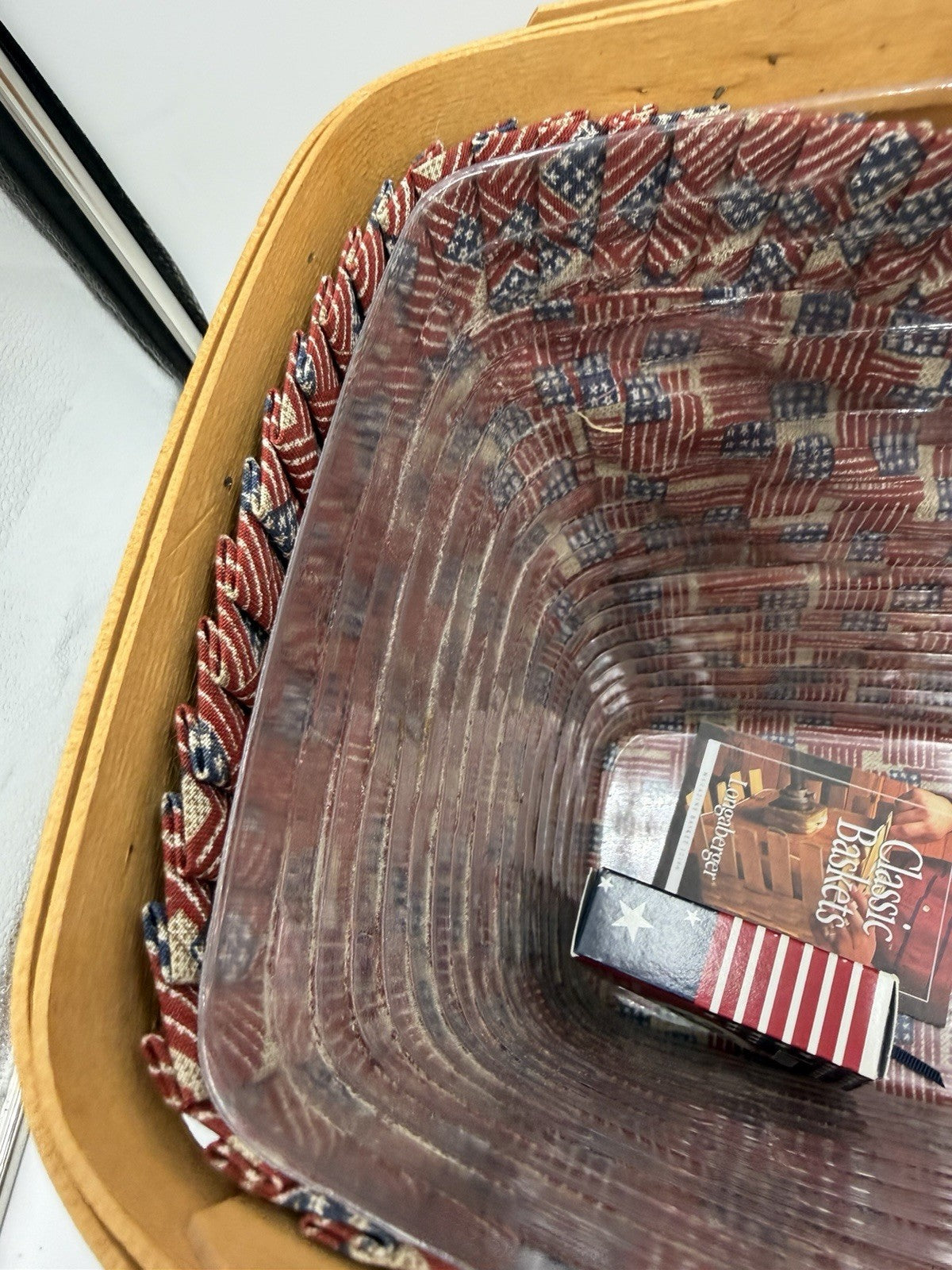 Longaberger 2001 Large American Flag Magazine Basket Protector Linen