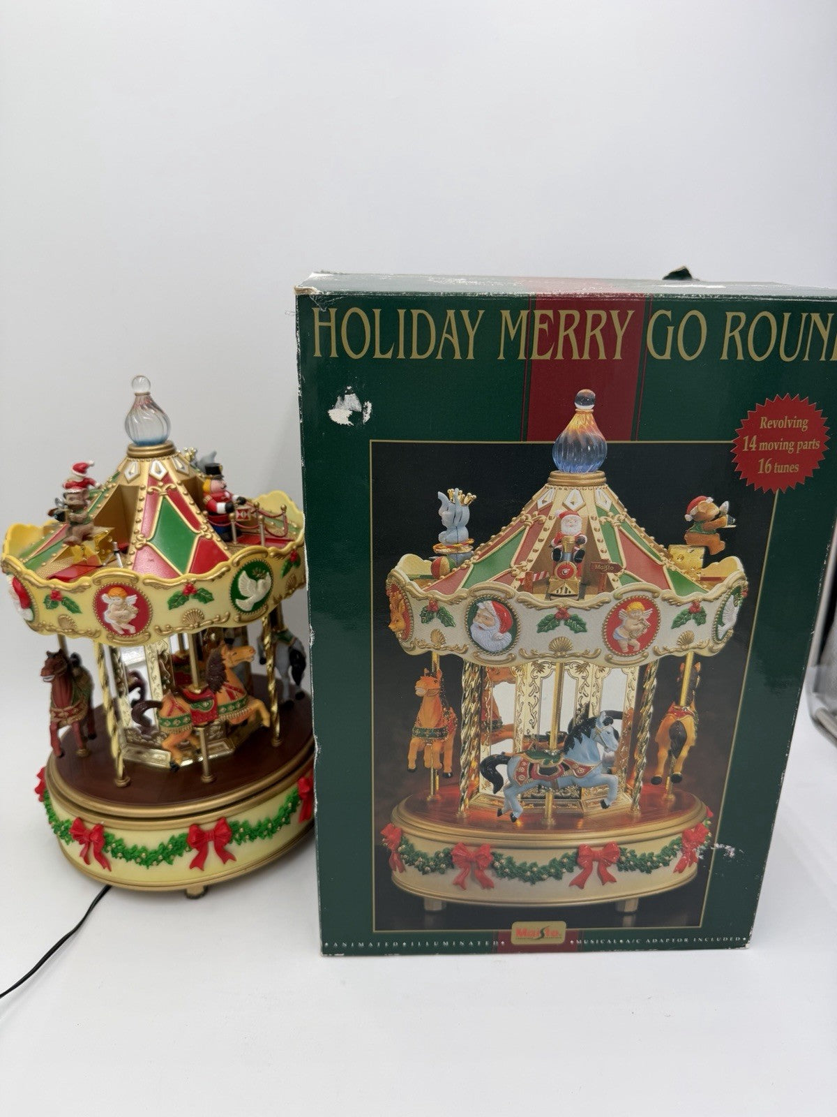 Maisto Christmas Holiday- Musical Animated Merry Go Round Carousel Vintage