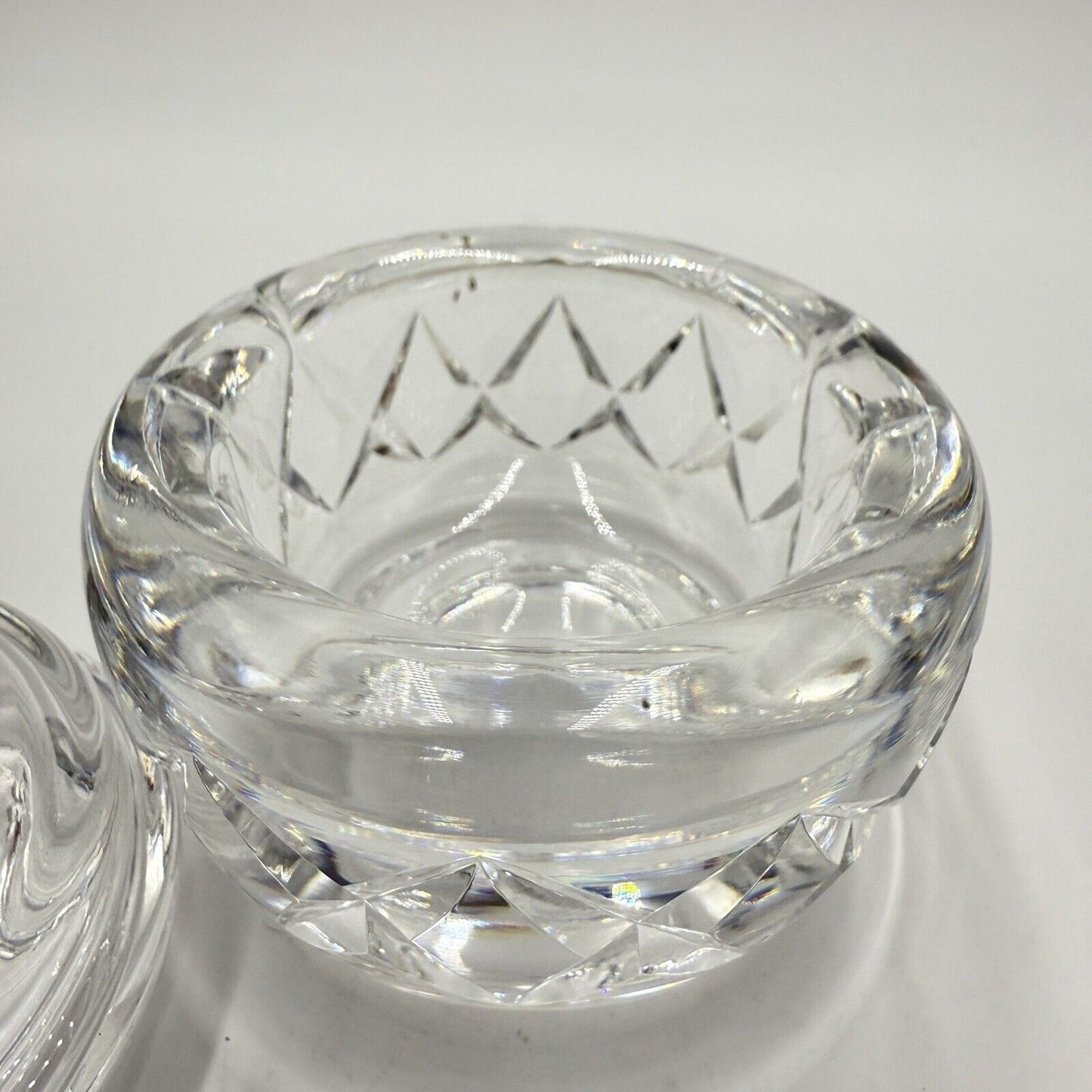 Waterford Crystal Round 4 Inch Heavy Dresser Powder Box Covered Jar Rare