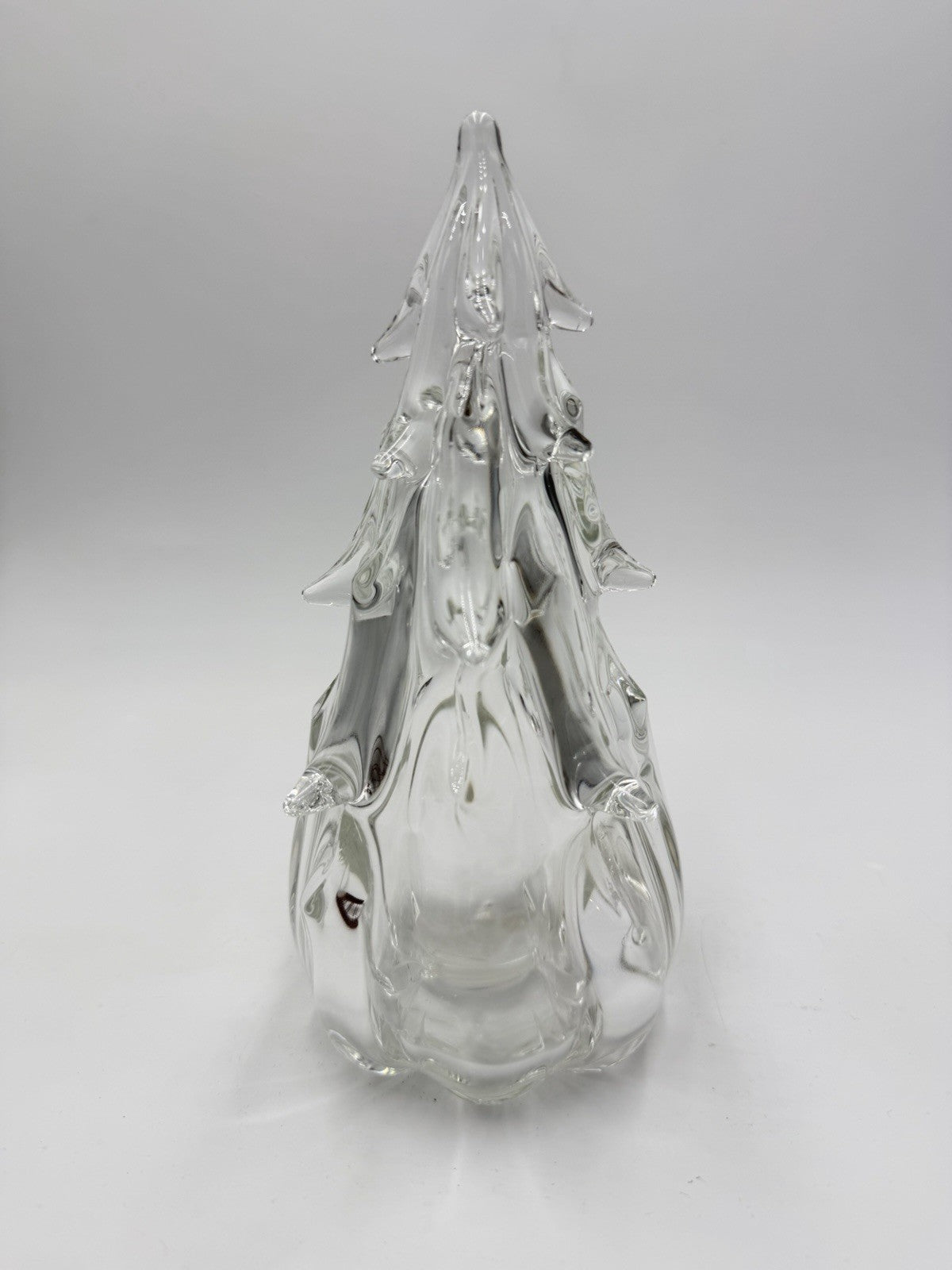 Anchor Bend Art Glass Clear Hand Blown Signed Christmas Tree 8.5" Tall Decor