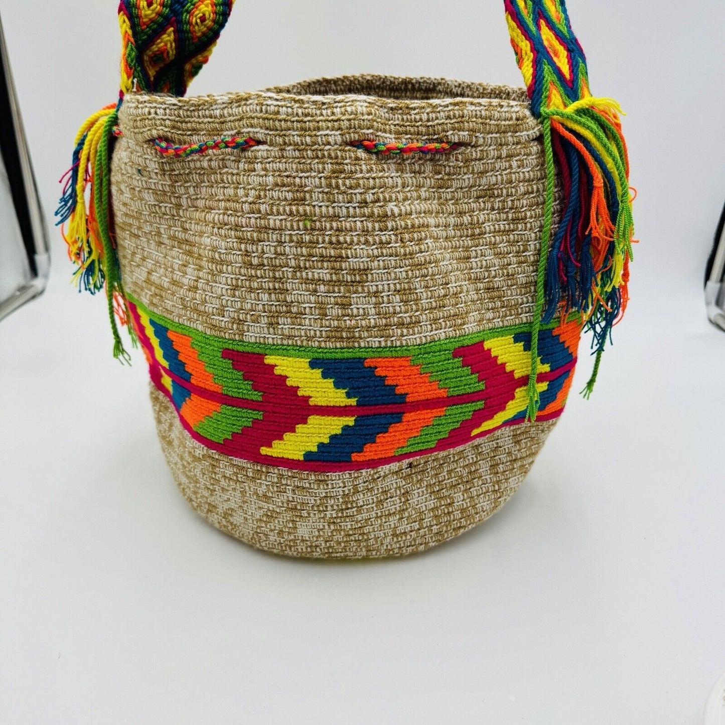 Authentic 100% Wayuu Mochila Colombian Bag Large Size Crossbody Multicolor