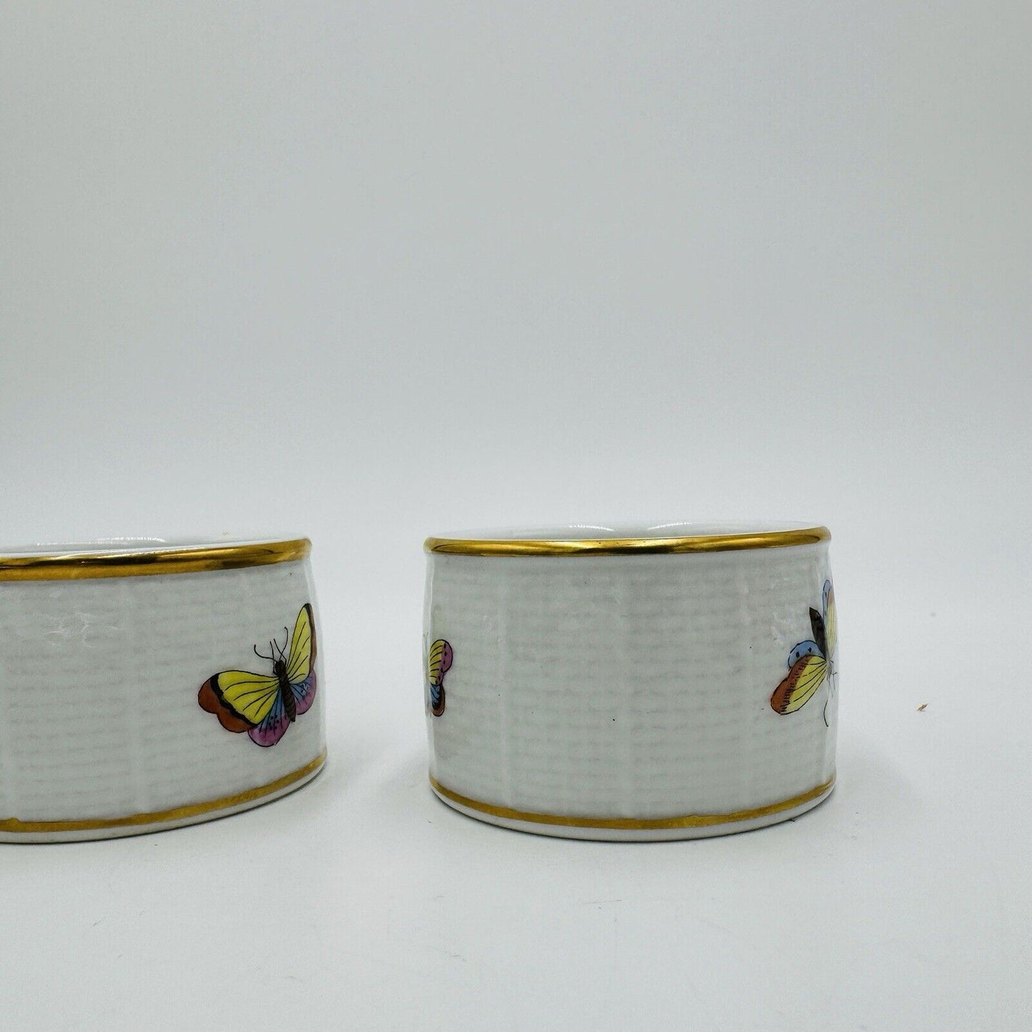 Herend Hungary Porcelain Rothschild Painted Napkin Ring Holders 2 Inch Diameter