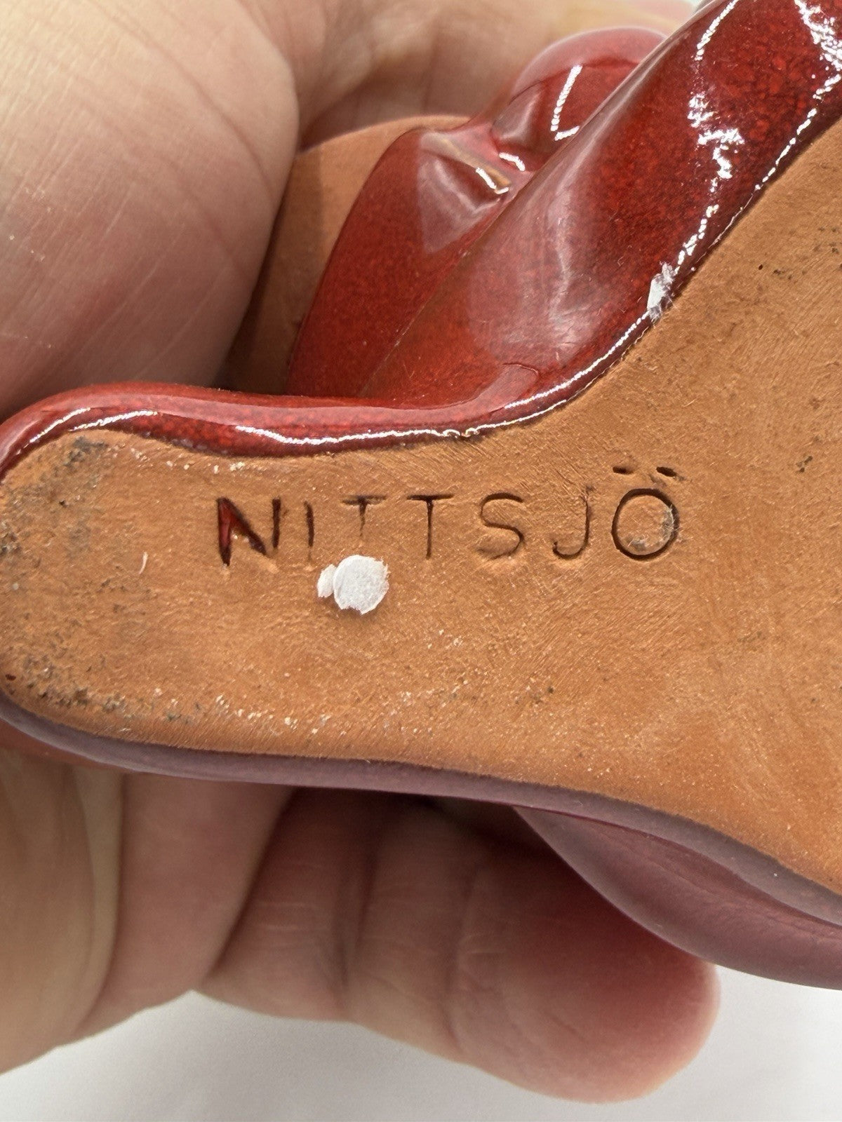 Swedish Pottery Nittsjo Red Tomte Gnome With Spoon 13148