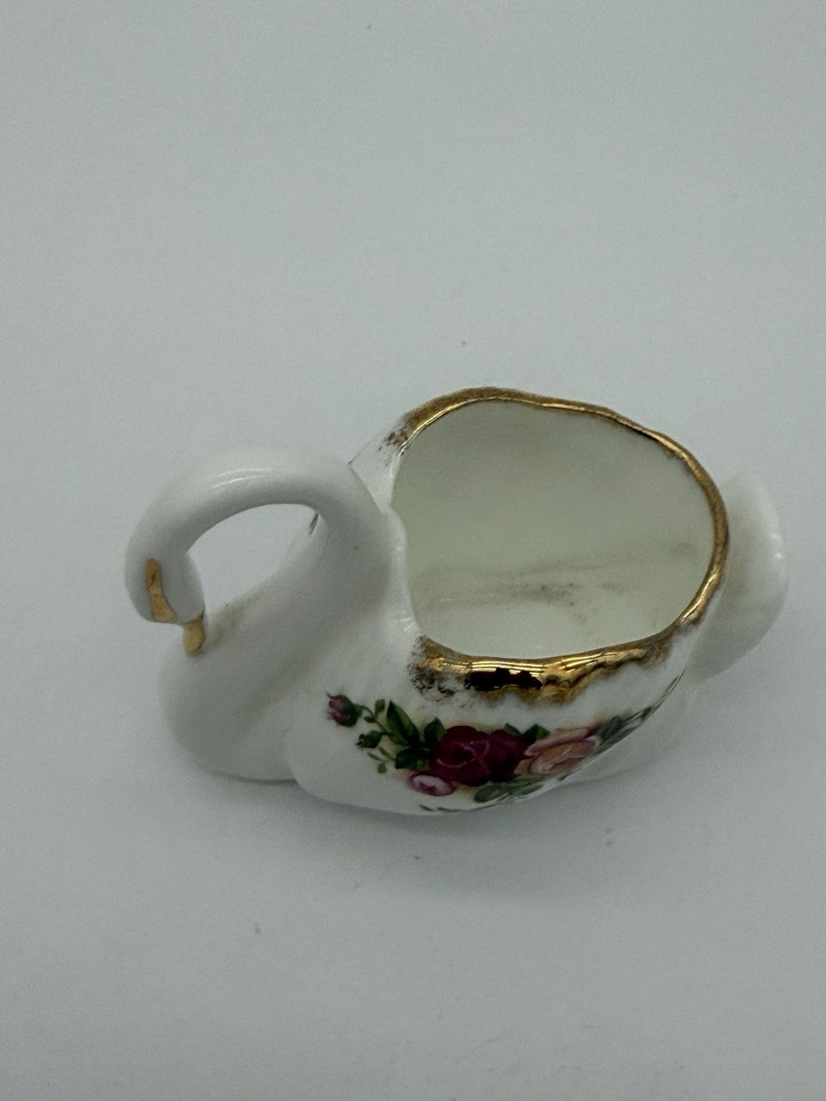 Royal Albert Old Country Roses Porcelain English  Swan Trinket Dish Figurine 2.5