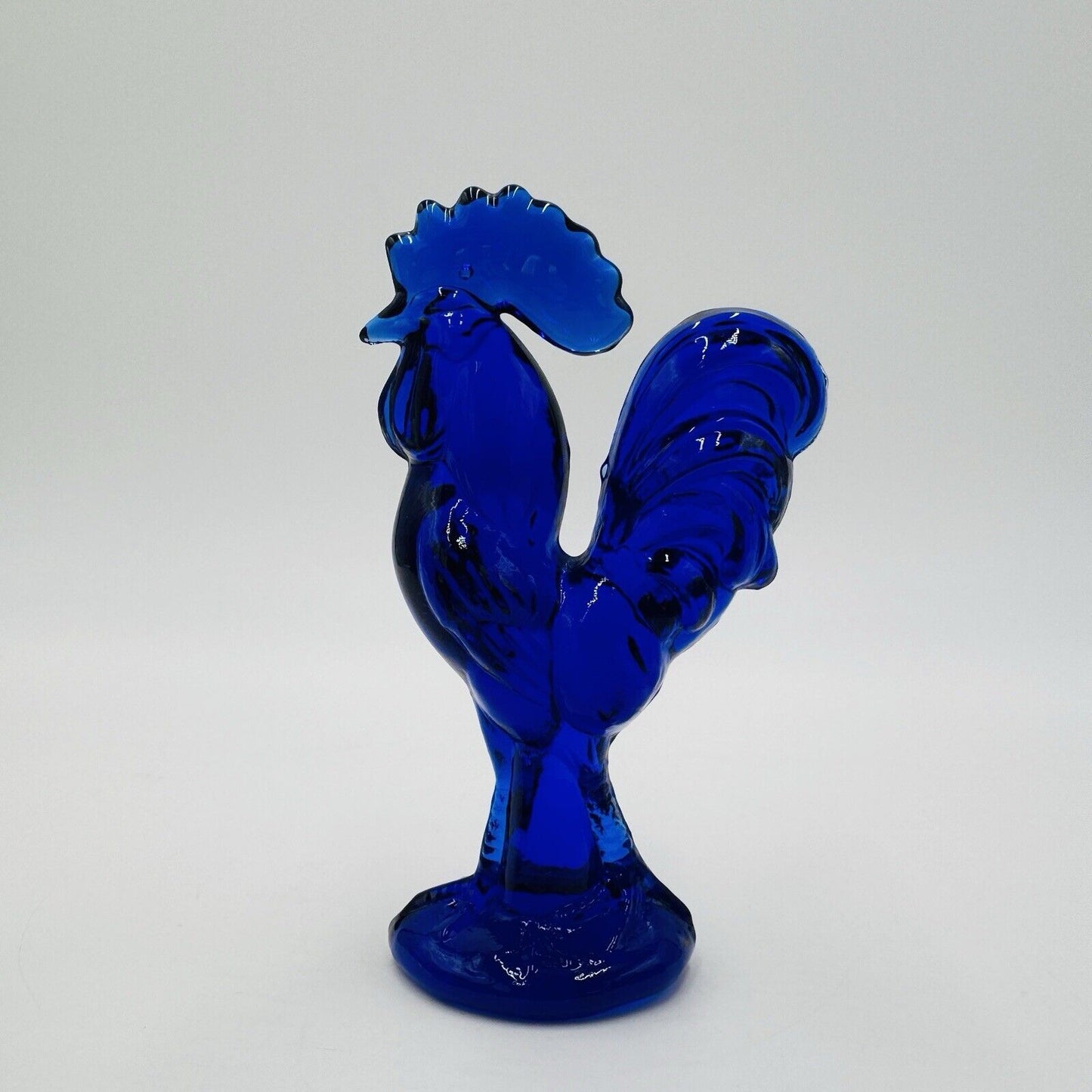 Westmoreland Art Glass Cobalt Blue Rooster Figurine 4” Vintage MCM