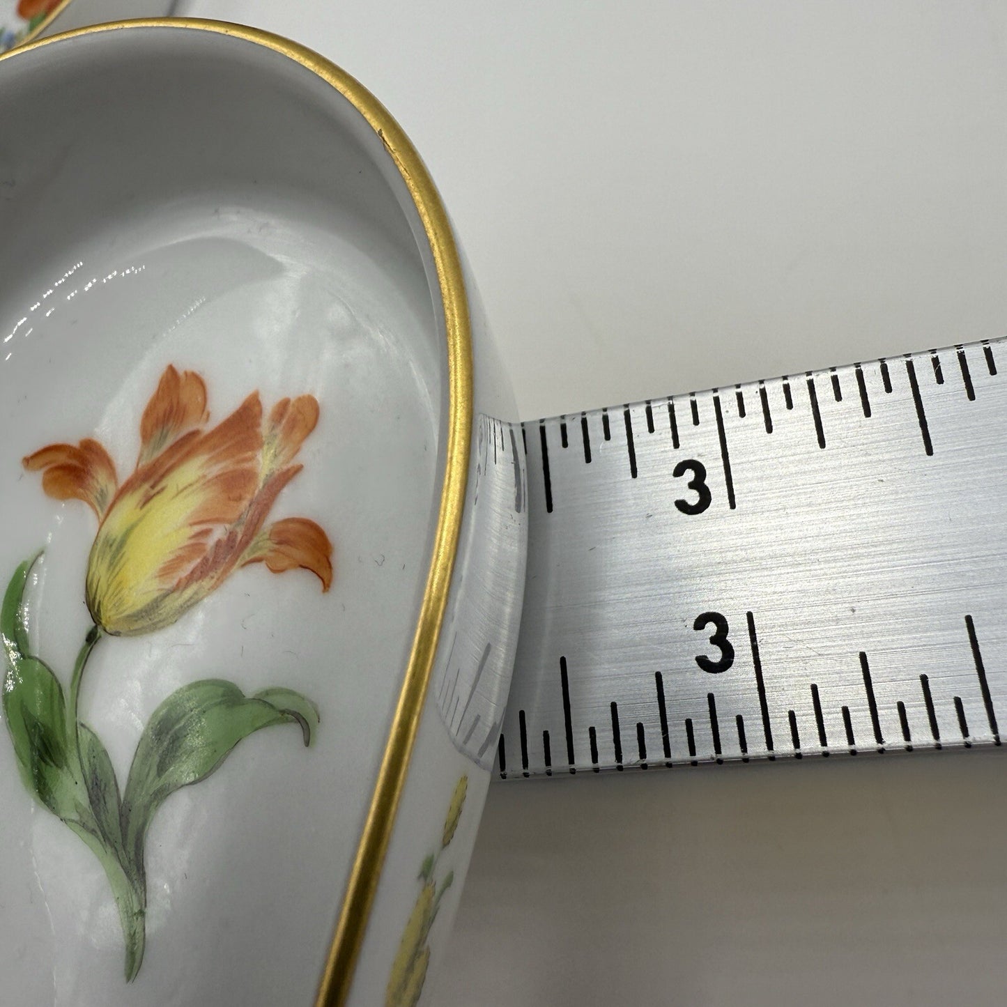 Meissen Ashtrays Pair Of Porcelain Floral Painted Germany Antique 19th Century