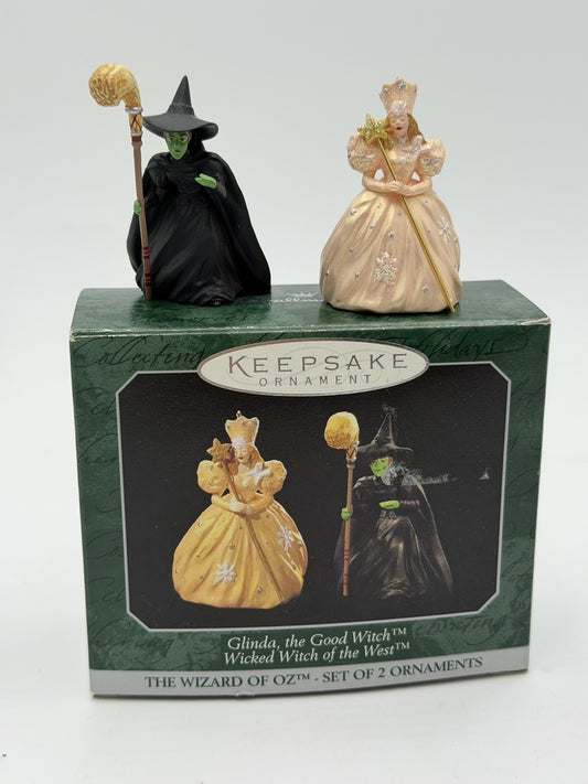 Hallmark Wizar Of Oz Glinda & Wicked Witch Mini Ornaments 2” Christmas