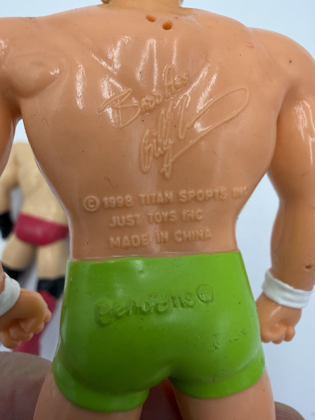 Vintage WWE Titan Sports Billy Gun & Ken Shamrock Bend-Ems action figurines