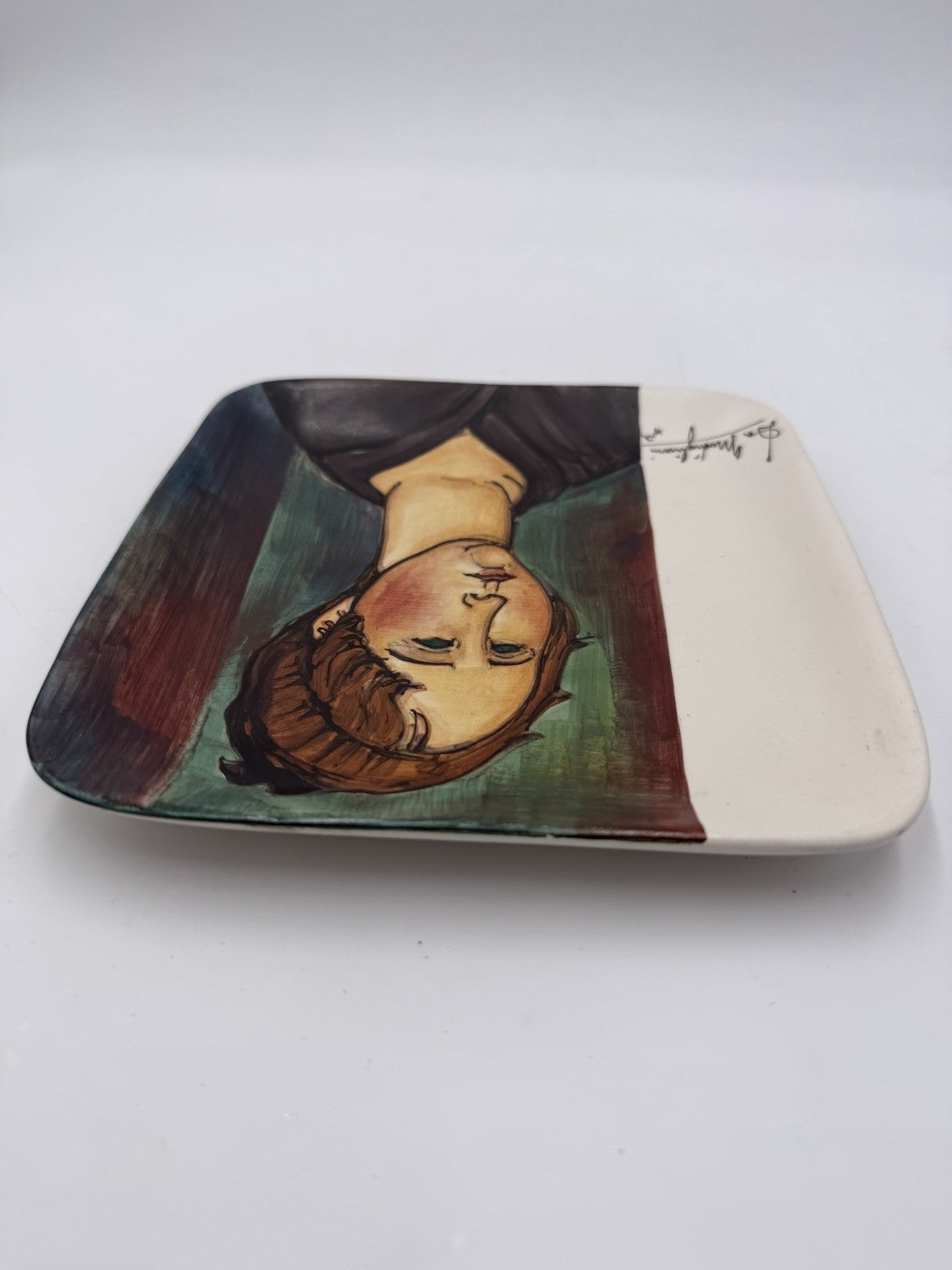 Amedeo Modigliani's 1918 Italy impressionist oil Burgundian Woman wall plate