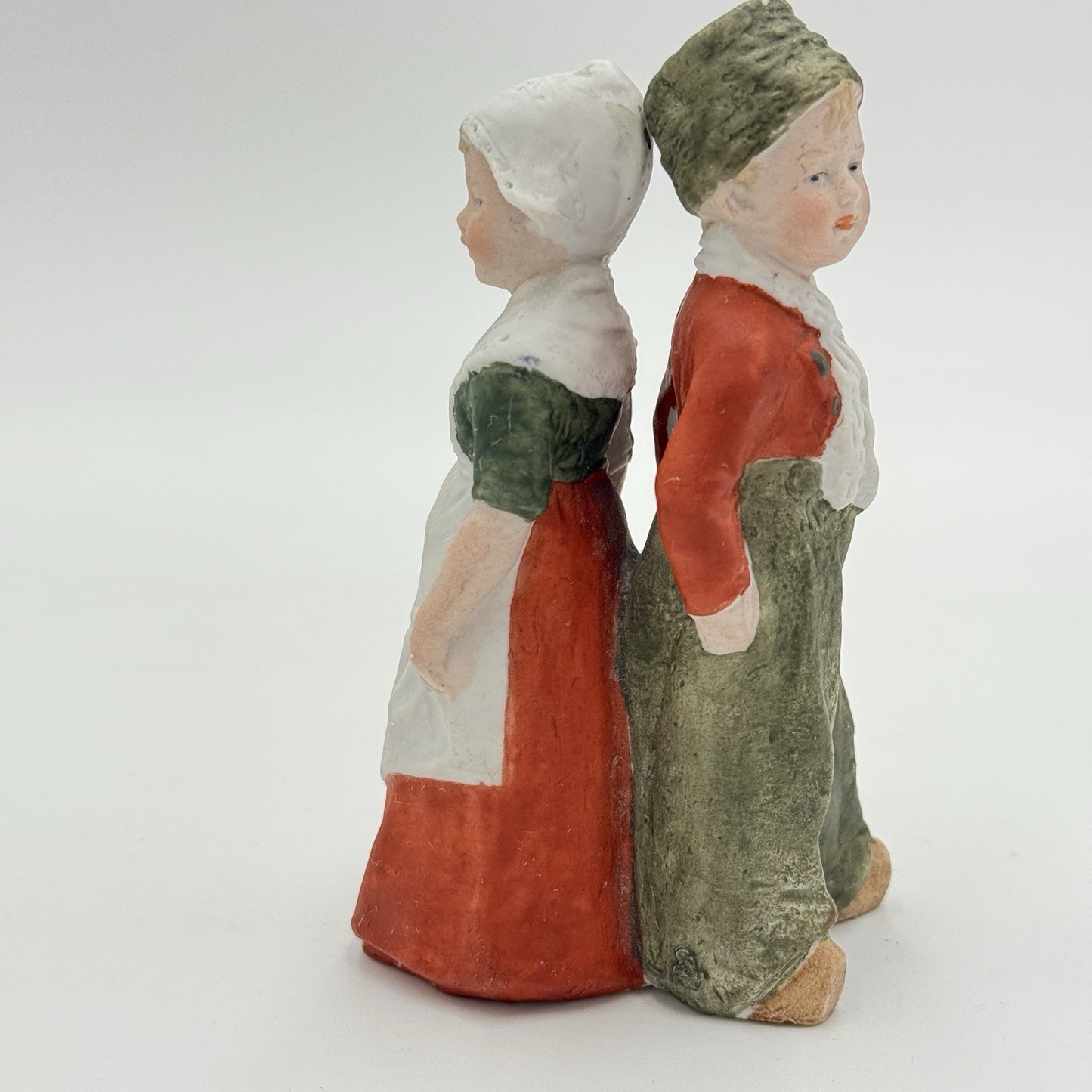 Bisque Heubach 4” Figurine  Germany Standing Dutch Boy & Girl Porcelain Vintage