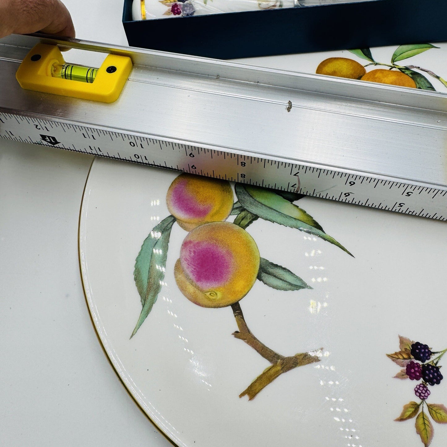 Royal Worcester Arden Fruit Porcelain cake plate & matching Cheese knife 1974