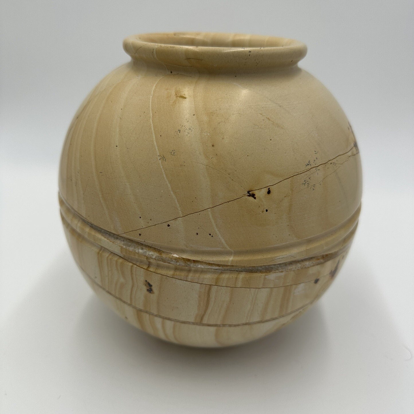 Sedlak Marble Vase Urn USA Crackled Design Stone Heavy Home Decor Interior