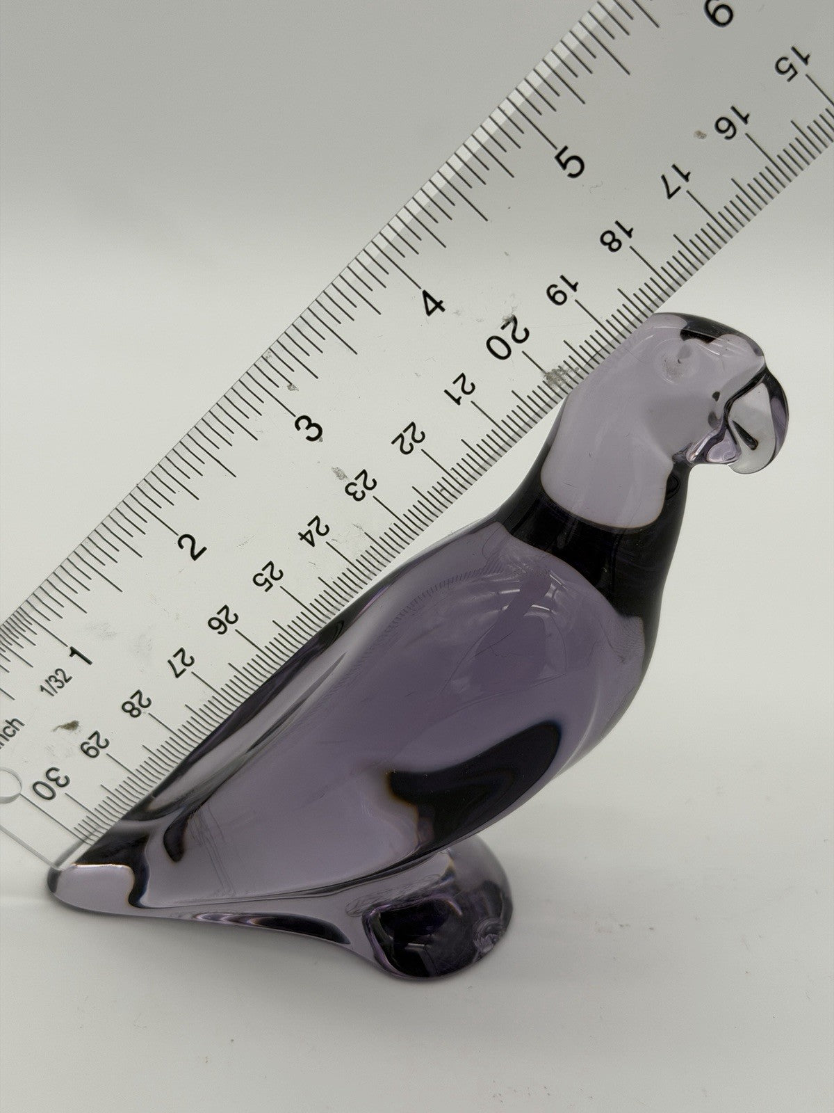 Baccarat Crystal Amethyst Purple Parrot Bird Figurine Signed (flawed)