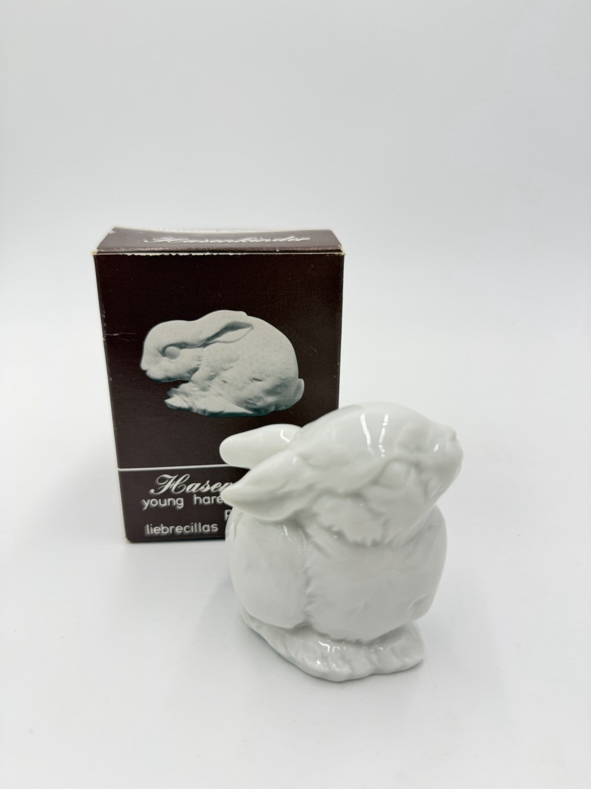 Kaiser Porcelain Germany Rabbit Bunny White Glossy 3”H Figurine