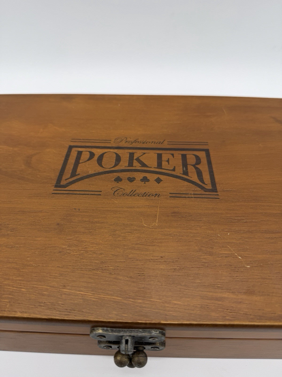 M.LOUIS ACC PROFESSIONAL POKER CHIP SET  WOOD CASE 200 chips Vintage Rare