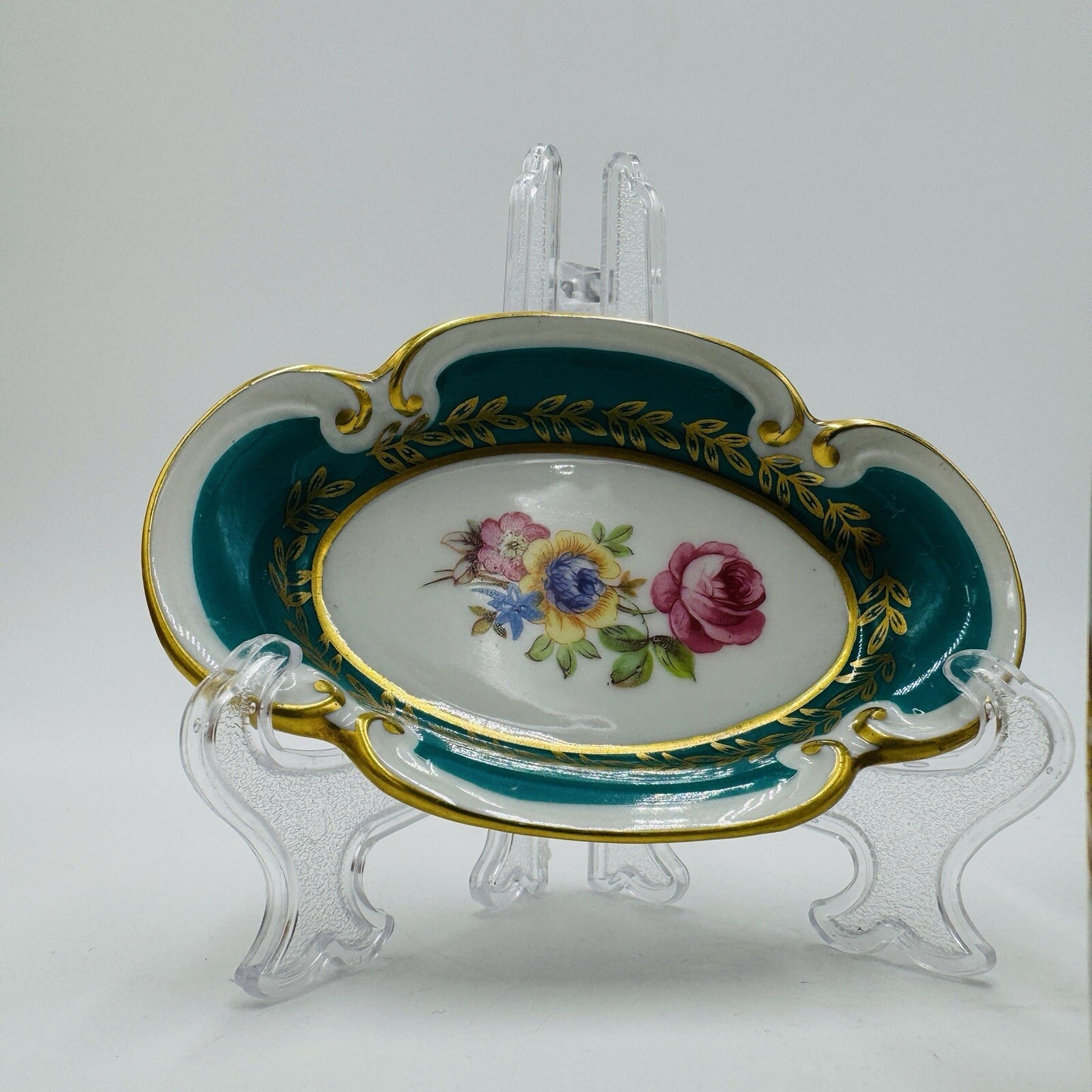 JLmenau Germany Graf Von Henneberg Green 5in Trinket Dish Set Antique