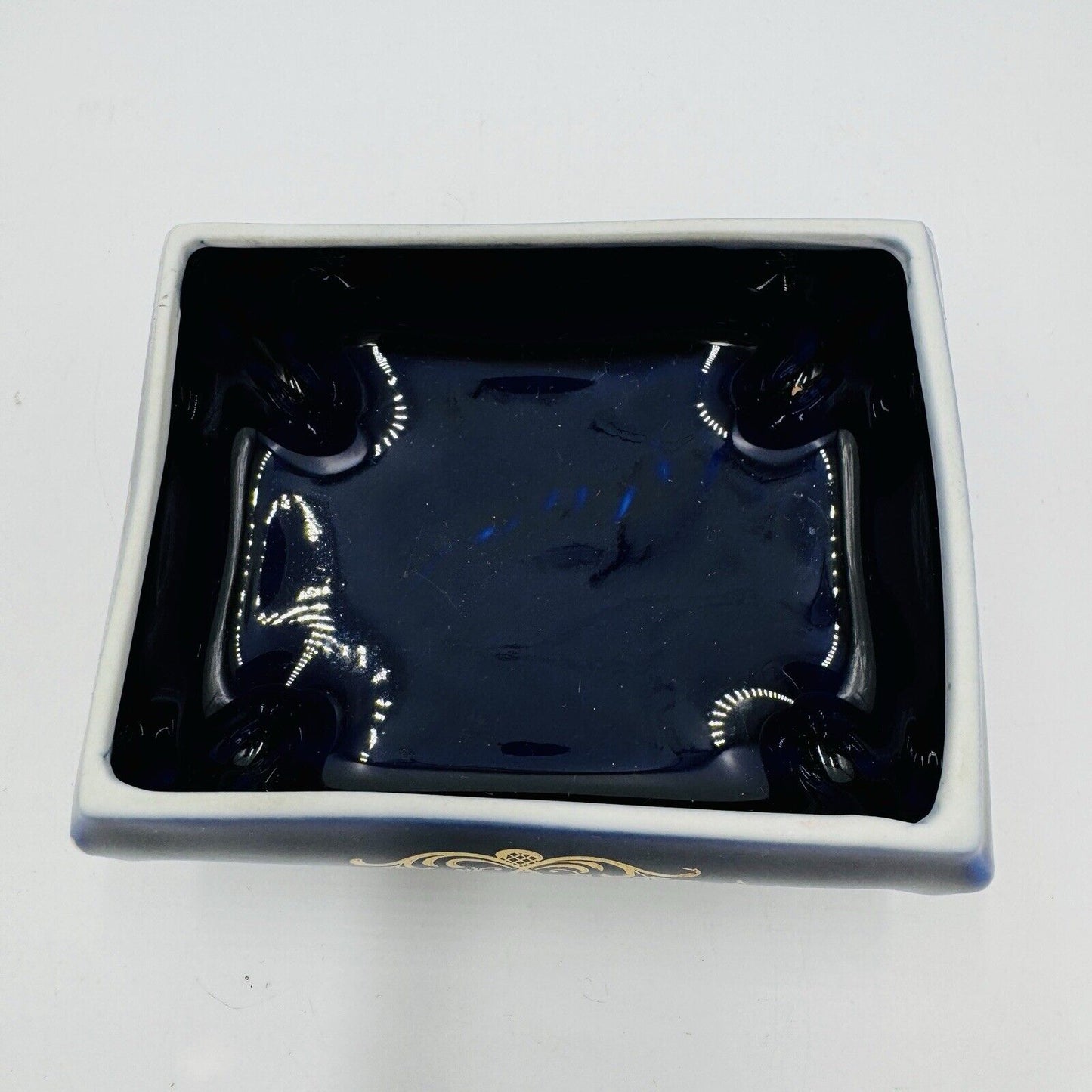 Limoges France Cobalt Blue Gilt Trinket Porcelain Box  Jewelry 2”x 4” Victorian