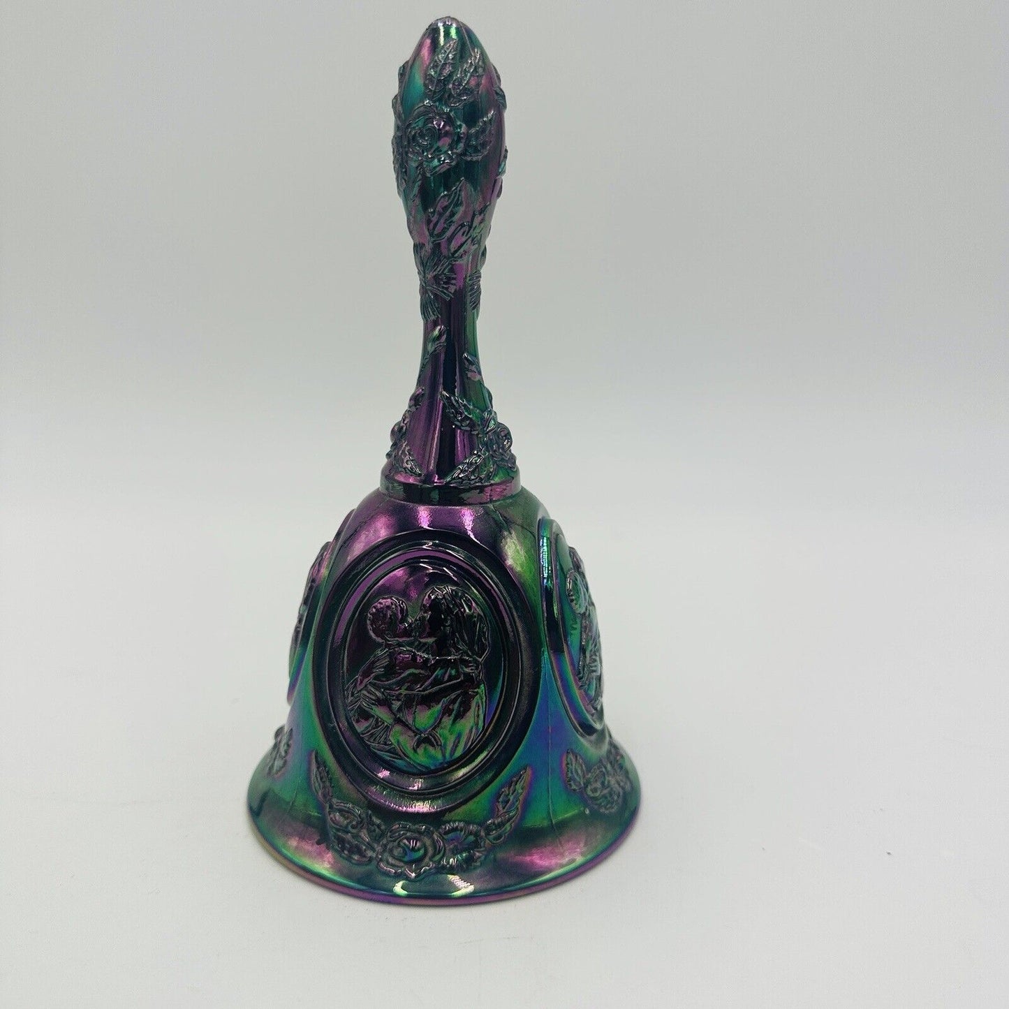 Fenton Bell Carnival Iridescent Madonna & Child 6.5in Vintage Large Art Glass