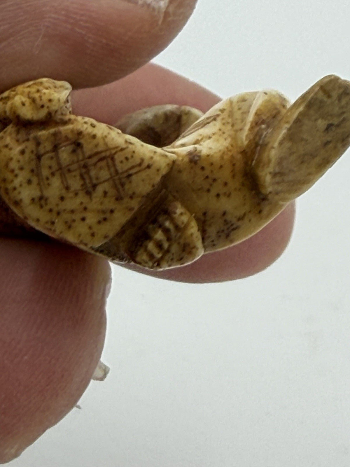 Antique Netsuke Japanese Edo 18th Century Hand Carved Miniature Figurine 1.8”H