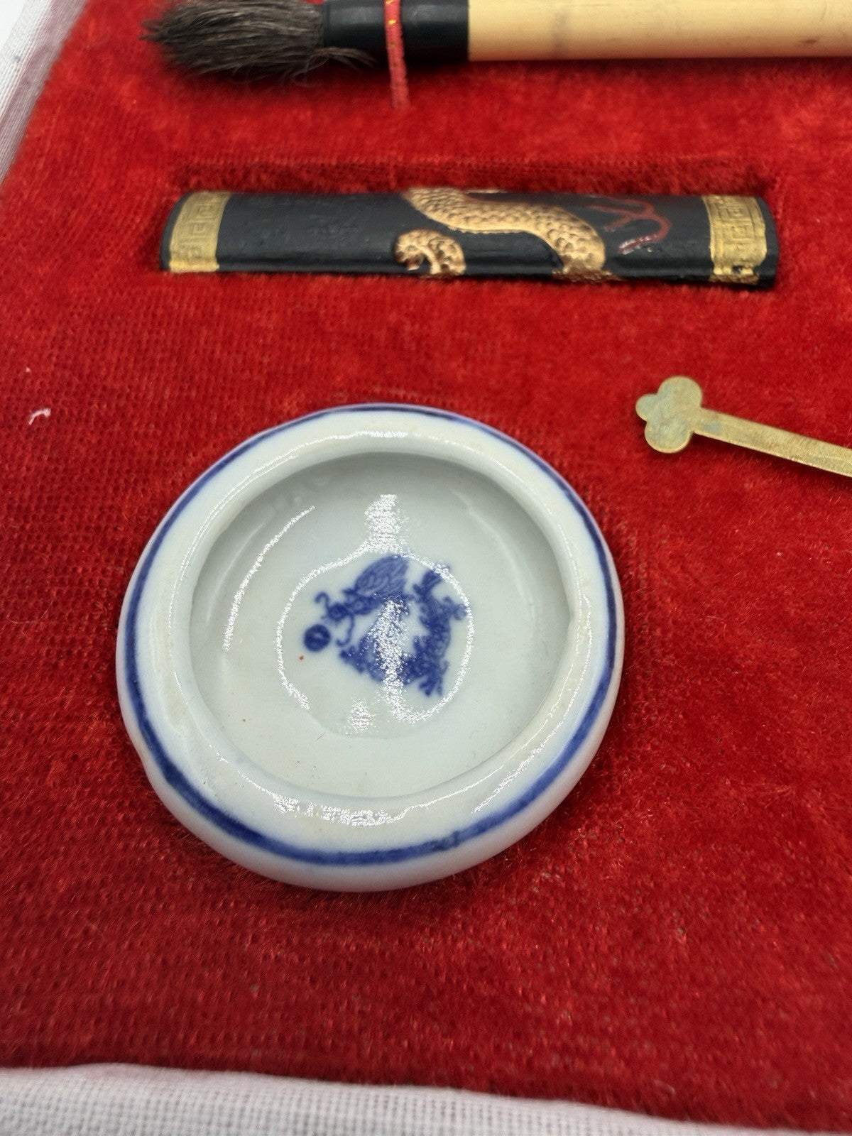 Vintage CHINESE CALLIGRAPHY BRUSH PEN INK WRITING STATIONARY BOX SET